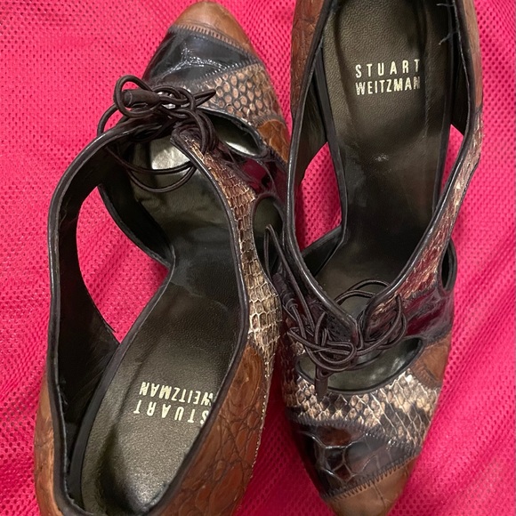Brown-multi leather Stuart Weitzman heels. Sz. 8 - Picture 2 of 7